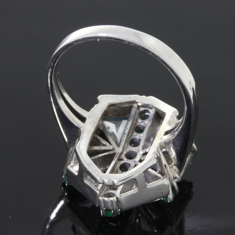 Statement Ring Weißgold 585 14 Karat Diamanten 2,3 Ct Smaragde 