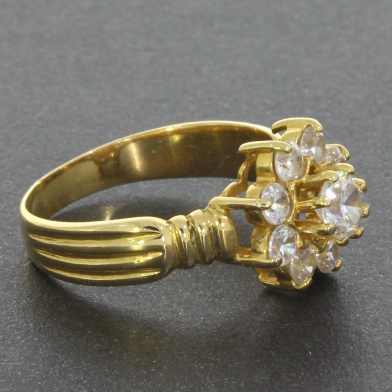 Halo Ring Gelbgold 750 18 Karat Farbsteine
