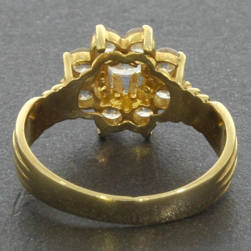 Halo Ring Gelbgold 750 18 Karat Farbsteine