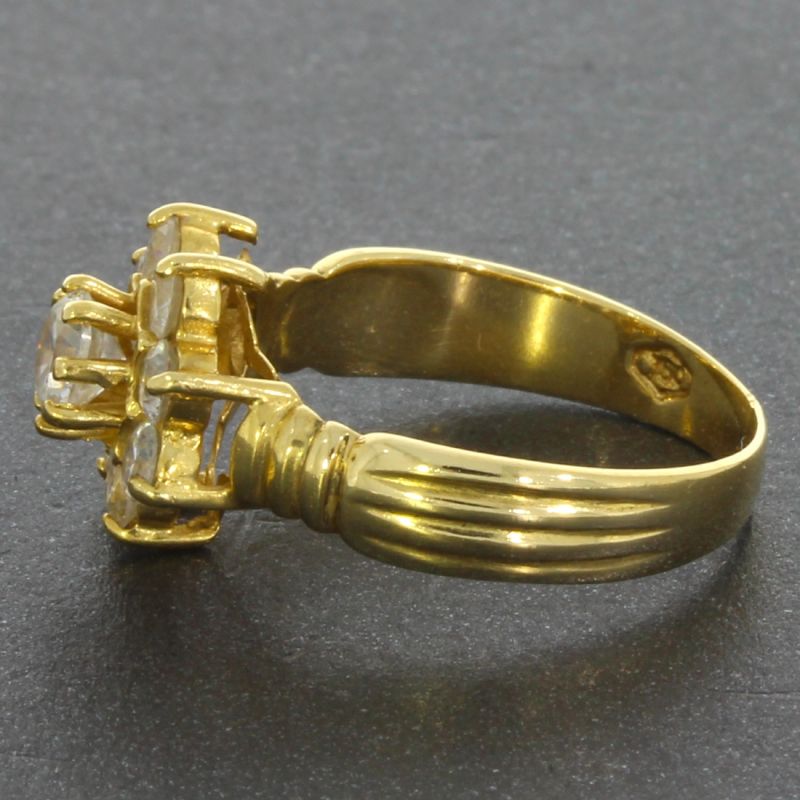 Halo Ring Gelbgold 750 18 Karat Farbsteine